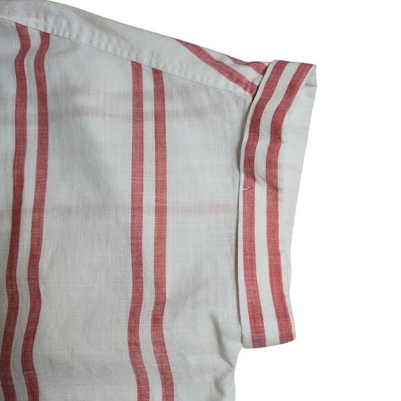Good Threads Womens Striped Top Size Large White & Red Button Up Preppy Casual - Picture 6 of 13